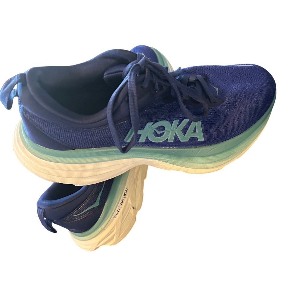 Hoka Bondi 8 Blue Teal Mesh Running Shoes Sneakers Womens Mens Neutral Cushion